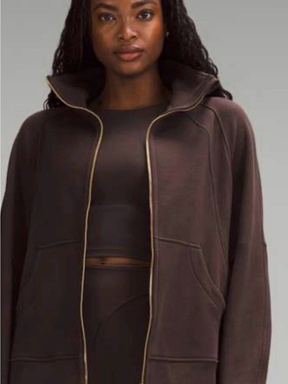 lululemon athletica Oversized Funnel Neck Zip Hoodie - Dark Brown